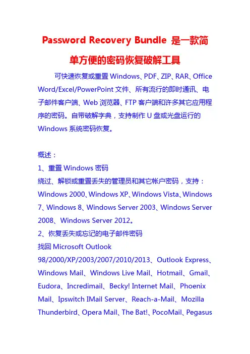 Password Recovery Bundle 是一款简单方便的密码恢复破解工具