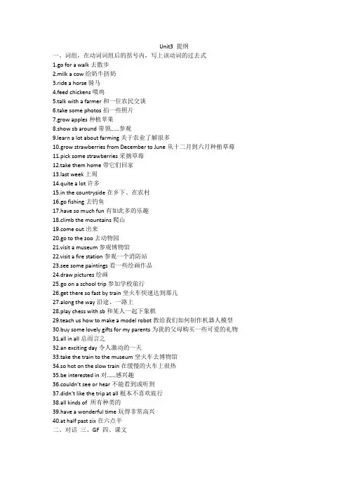 鲁教版英语七年级上u3提纲