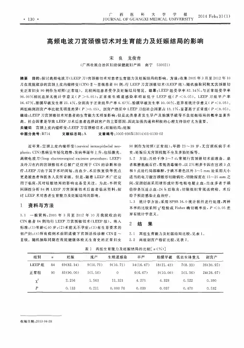 高频电波刀宫颈锥切术对生育能力及妊娠结局的影响