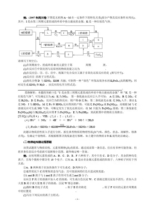 高中化学无机化学推断复习题