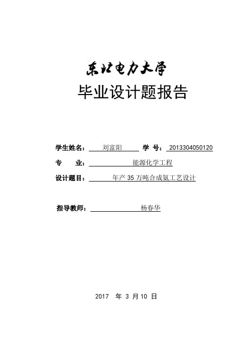 合成氨开题报告