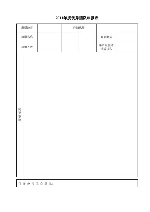 优秀团队申报表