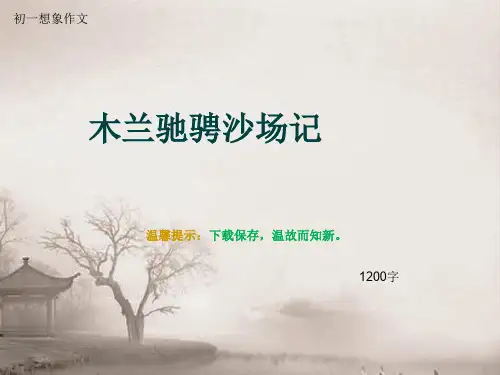 初一想象作文《木兰驰骋沙场记》1200字