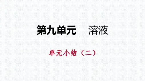 人教版九年级化学下册第九单元溶液单元复习课件(共22张PPT)