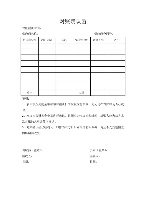 对账确认函