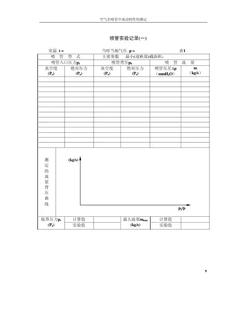 空气在喷管中流动性能的测定 10