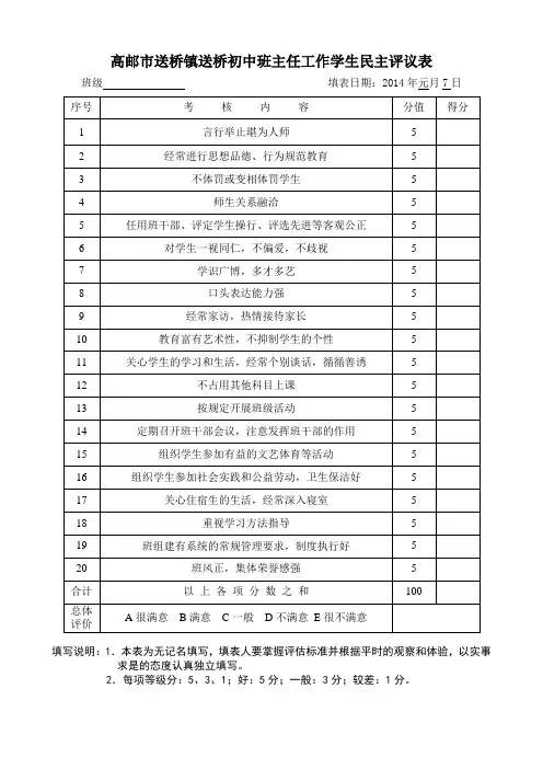 民主测评评析报告