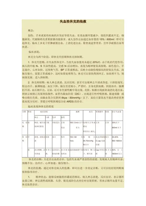 失血性休克的抢救