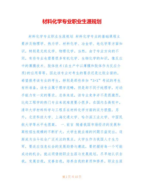 材料化学专业职业生涯规划 2