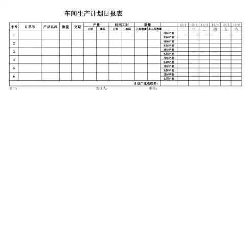 生产计划表格模板