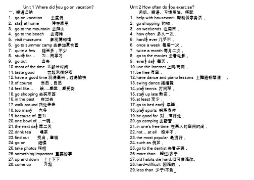 人教版八年级英语上Unit 1 -2 常用短语
