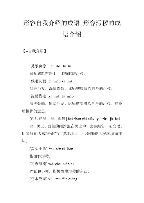 形容自我介绍的成语_形容污秽的成语介绍