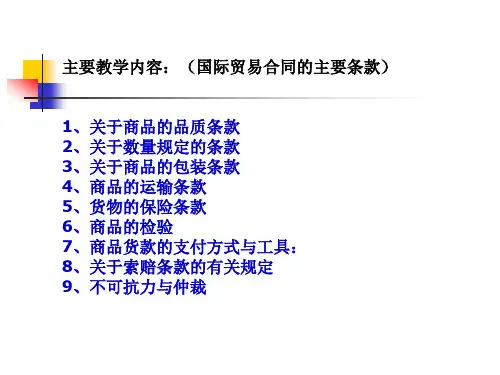 国际贸易合同的基本条款
