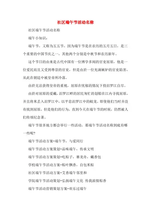 社区端午节活动名称