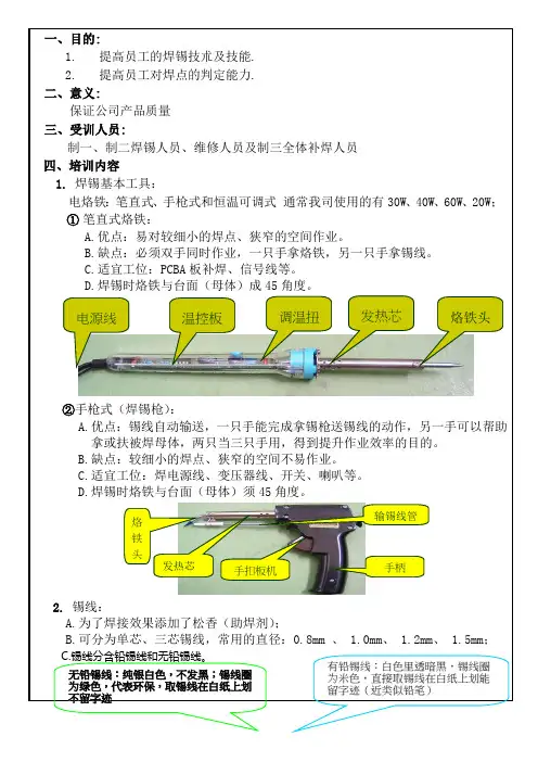 手工焊锡方法及焊点判定