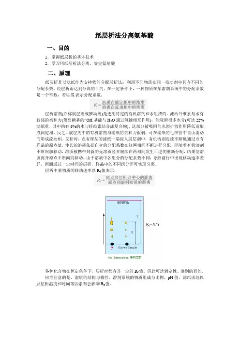 纸层析法分离氨基酸