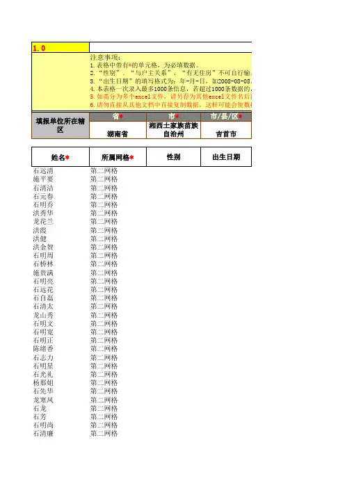 户籍人口登记表