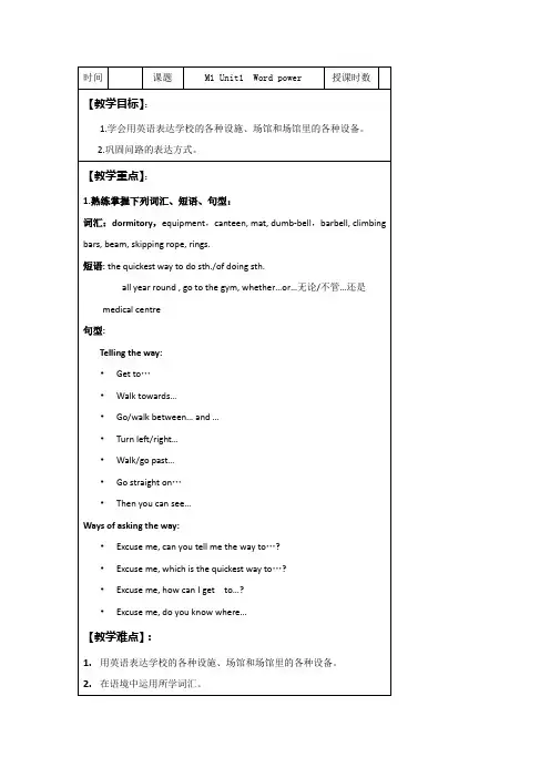 高中英语(译林牛津版)必修1 《Unit 1 School life》word power教案