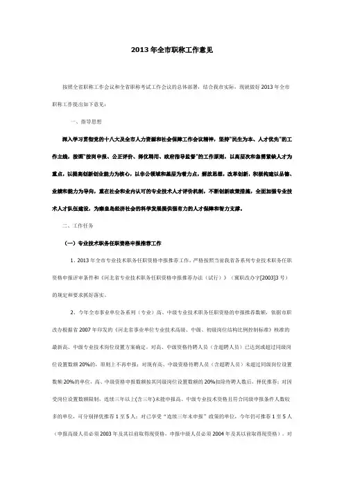 2013年全职称工作意见