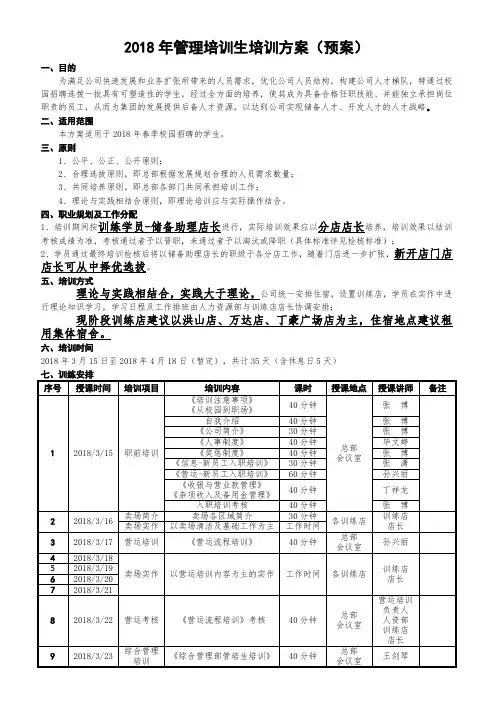(完整版)管培生培训方案