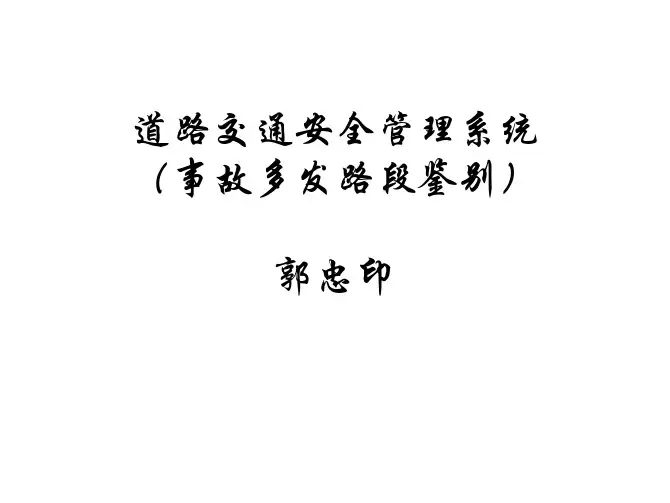 道路交通安全管理系统(事故多发路段鉴别)--同济大学郭忠印教授