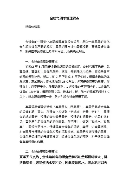 金钱龟四季管理要点
