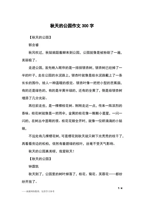 秋天的公园作文300字_三年级作文