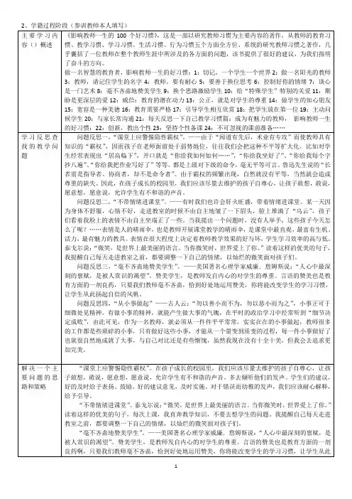 小学教师履职晋级培训考核表(参训教师本人填写部分)