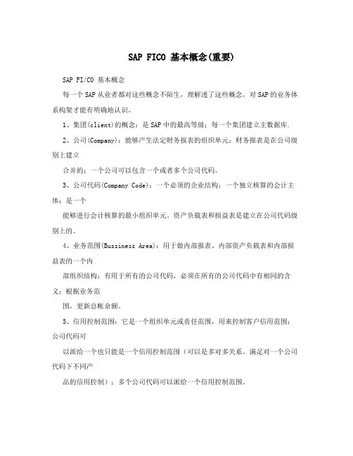 SAP FICO 基本概念(重要)