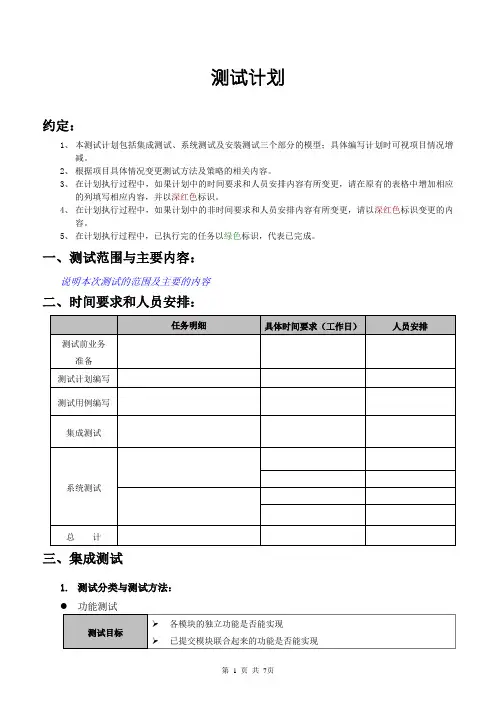 软件测试计划