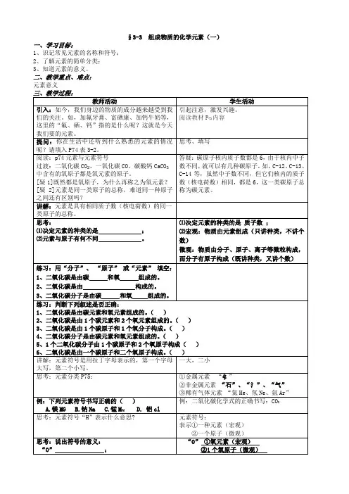 组成物质的化学元素