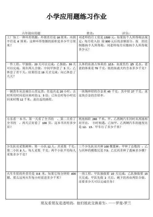 毕业班专项训练之应用题21