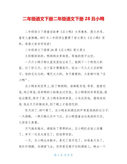 二年级语文下册二年级语文下册28丑小鸭