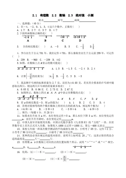 有理数数轴绝对值