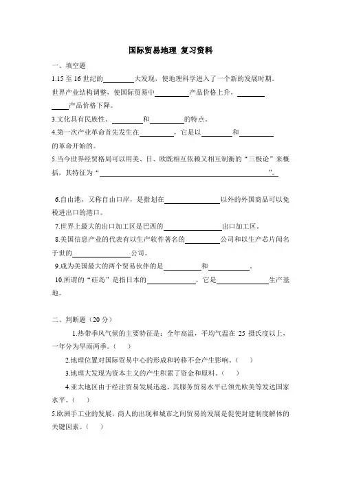 国际贸易地理复习资料