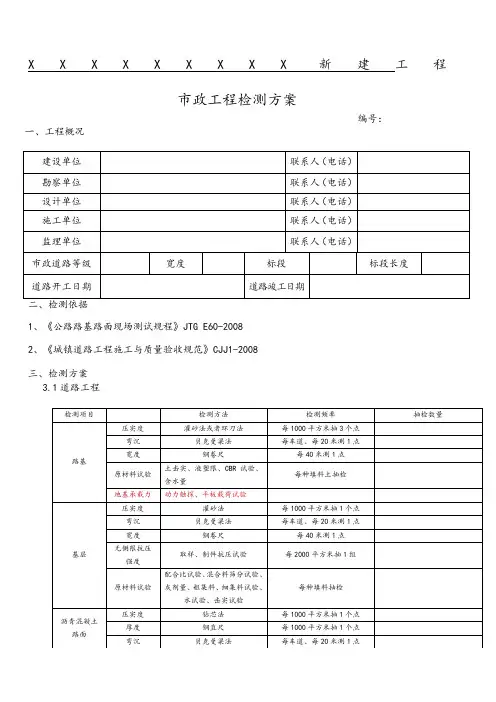 市政工程检测方案