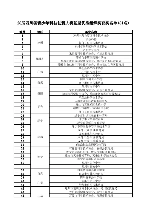 四川 28届基层优秀组织奖