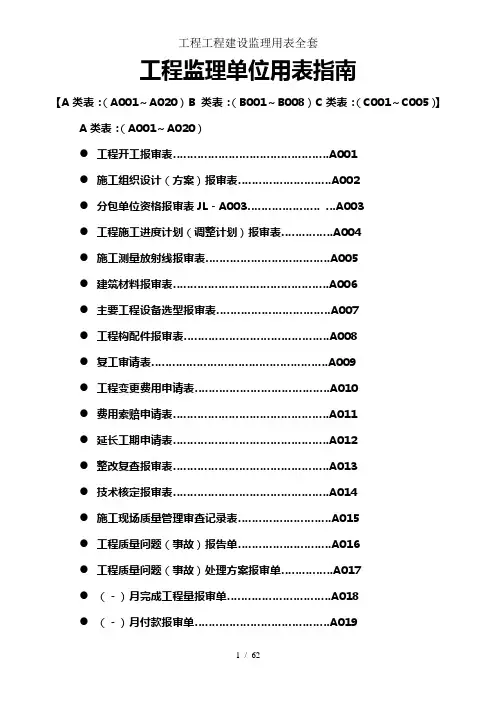 工程工程建设监理用表全套
