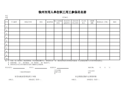 徐州市用人单位职工用工参保花名册(新)
