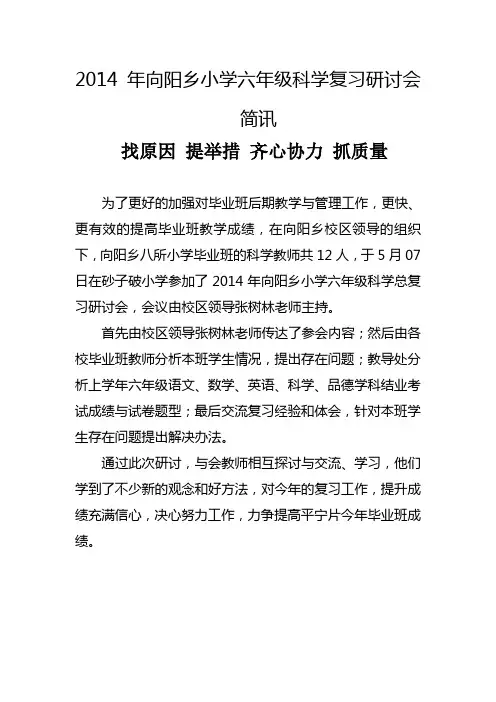 2013年小学毕业班复习研讨会简报[1]