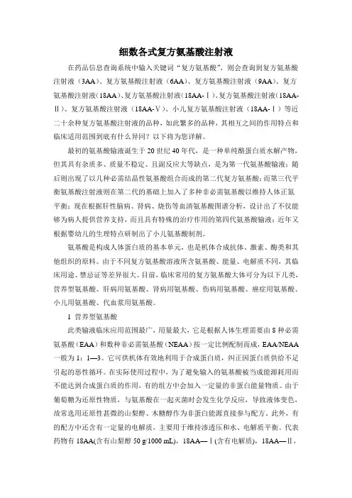 细数各式复方氨基酸注射液
