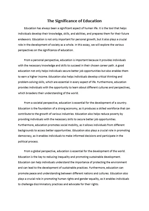 The Significance of Education