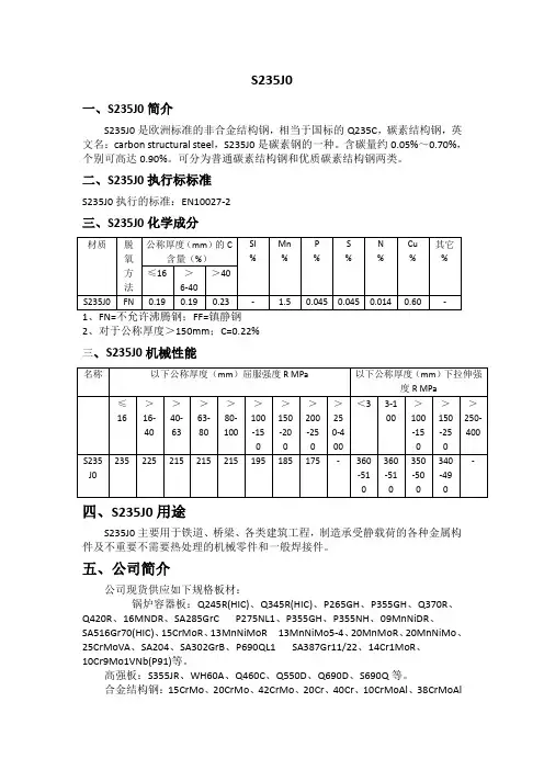欧标S235J0对应国内什么材质？