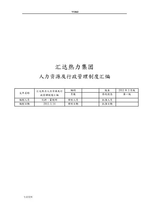 公司人事、行政制度汇编