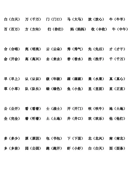 一年级下册语文总复习_辨字组词