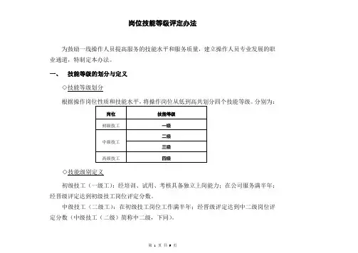 岗位技能等级评定办法