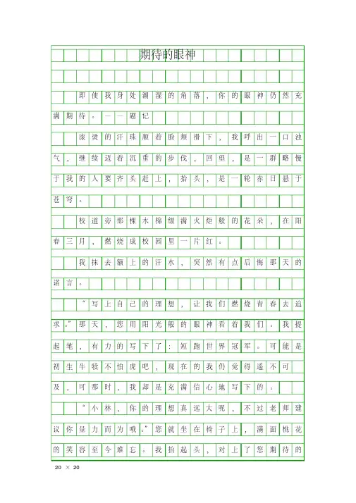 (初三作文)期待的眼神