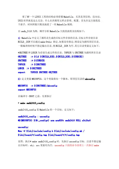 要了解一个LINUX工程的结构必须看懂Makefile