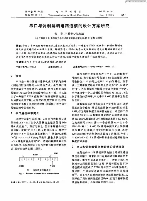 串口与调制解调电路通信的设计方案研究