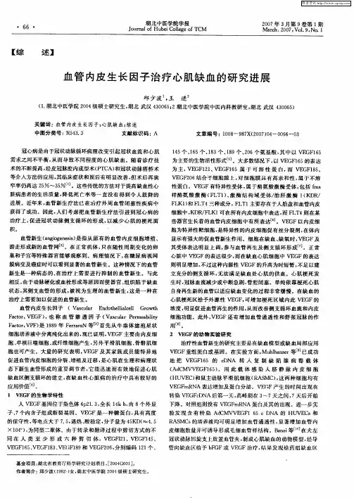 血管内皮生长因子治疗心肌缺血的研究进展